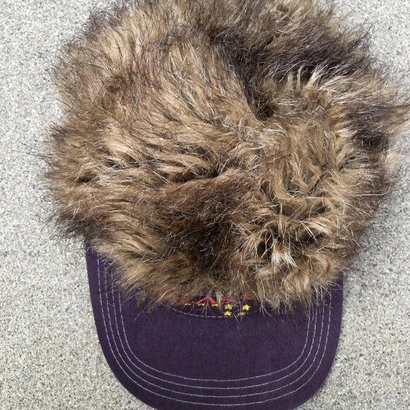 Vintage ARCTIC CIRCLE Fuzzy Sherpa Hat Men's Purple Alaska Adjustable Cap - Picture 4 of 6